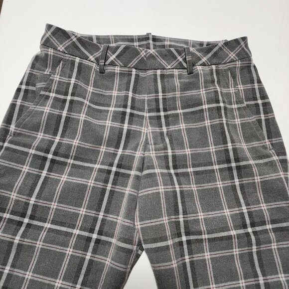 Kit and Ace Gray Plaid Checks Mid Rise Slim Fit Trousers - Picture 5 of 9